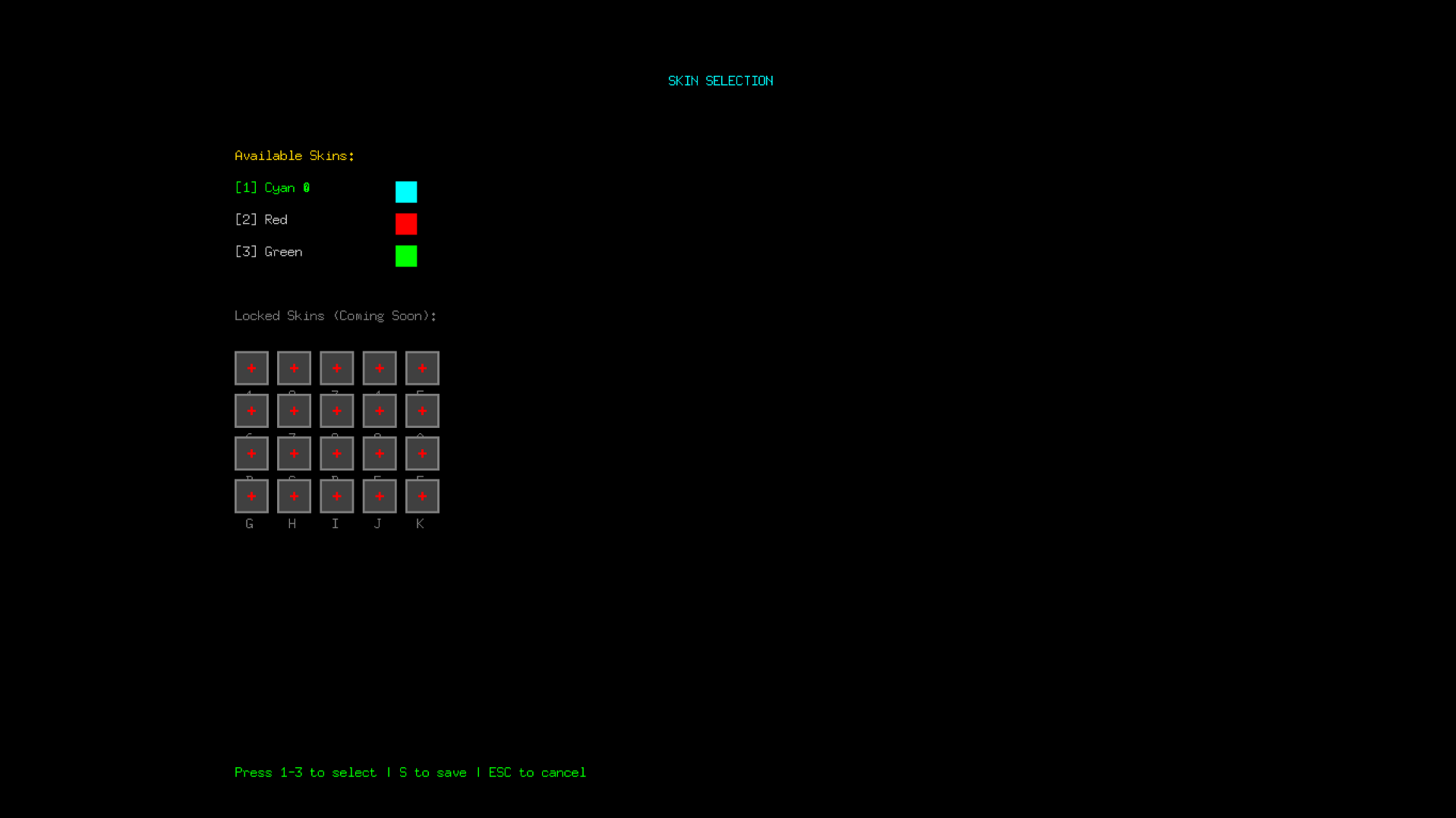 NeonHackVerse Skin Selection